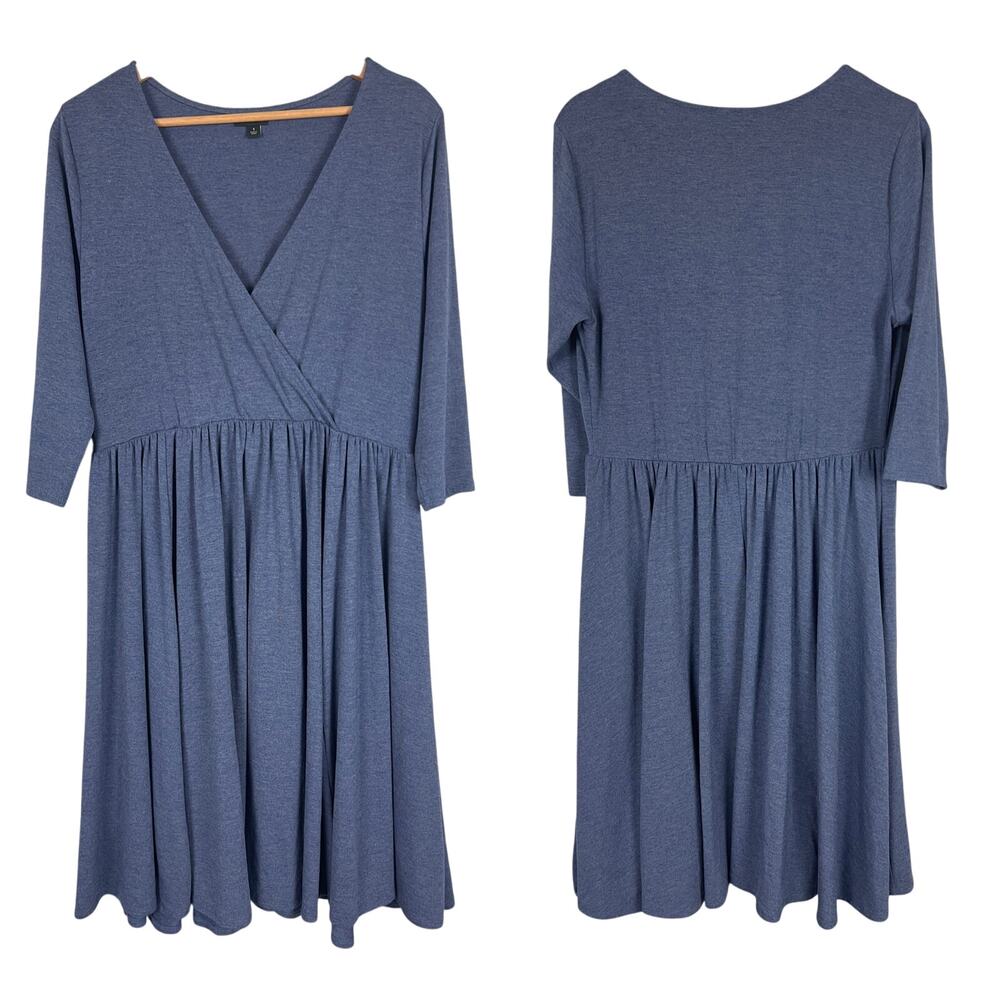 TORRID Women's 1X (1) Blue Heather Half Sleeve Jersey Surplice Faux‎ Wrap Dress